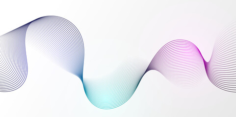 Blue wave curve lines abstract background with flowing particles. Digital colorful energy waves technology concept. Modern backdrop design for business, presentation, banner