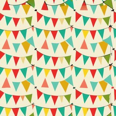 Seamless pattern of festive bunting shapes, Generative AI