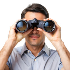 Fototapeta na wymiar Serious businessman using binoculars