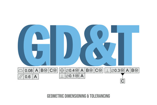 3D illustration of Geometric dimensioning and tolerancing text, concept of engineering dimensioning methodology.