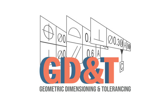 3D illustration of Geometric dimensioning and tolerancing text, concept of engineering  dimensioning methodology.