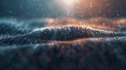 Abstract background with a dark blue and orange color scheme, featuring a textured surface with a glowing light source.