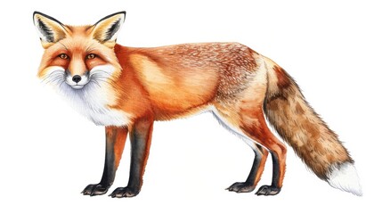 Obraz premium Celebrate the charm of a European fox in this unique handdrawn watercolor illustration, perfect for nature lovers.