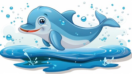 Obraz premium A charming dolphin design perfect for kids. Its playful vibe and bright colors bring joy to any space