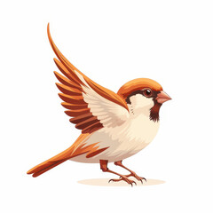 Obraz premium Capture the dynamic essence of sparrow birds in motion flying, standing, and showcasing their playful antics against a pure background.
