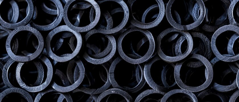 Panoramic close-up, high detail scan of rubber gasket texture, Generative AI 