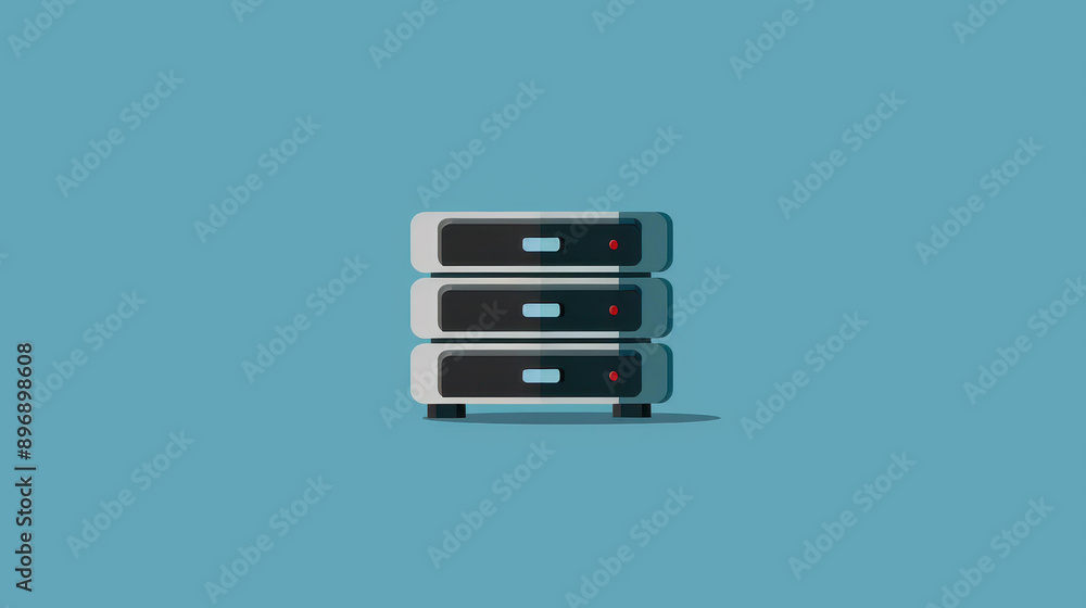 Poster a sharp digital art piece depicting a sleek computer server on a minimalist backdrop, highlighting t