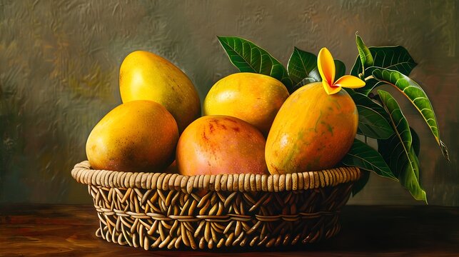 kacha mango in basket