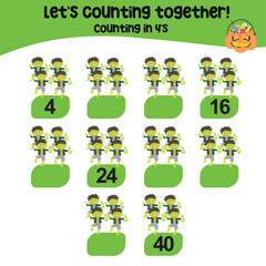 Counting game for children. Educational printable math worksheet. Exercise for children to recognize the number.