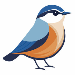 Obraz premium Cartoon blue bird sitting on a branch holding a letter with a simple illustration of nature and wildlife