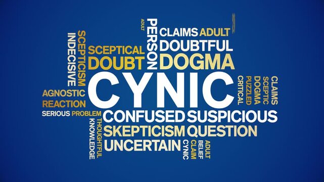 Cynic animated word cloud;text design animation tag kinetic typography seamless loop.