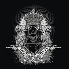 Fototapeta premium Gothic sign with skull, grunge vintage design t shirts 
