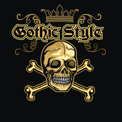 Gothic sign with skull, grunge vintage design t shirts

