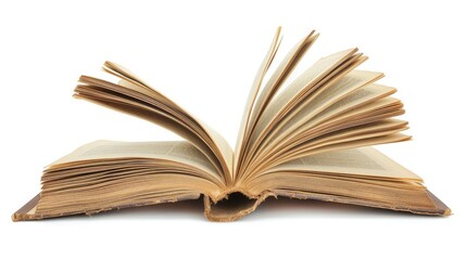 Book open on white background with cover