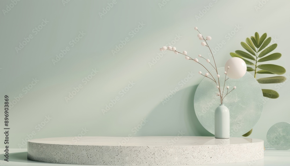 Aufkleber a clean 3d rendering of a podium with a minimalist backdrop of abstract shapes and patterns