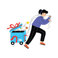 Trendy vector illustration of gift hamper