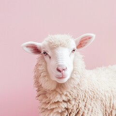 Adorable Sheep on Pink Background: Eid al-Adha Celebration
