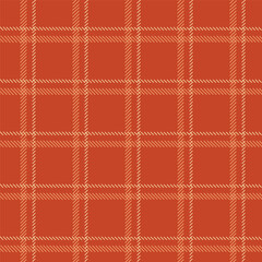 Classic plaid design with intersecting lines in a grid formation. Rich, warm red background with beige diagonal hatching.