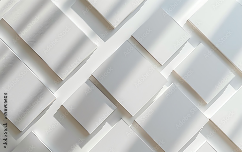 Aufkleber professional mockup presentation top view 3d render of blank white square cards on light background,