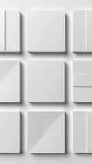 Square card vector illustration Top view 3D render mockup of blank white cards on light background, designed with shadows and soft focus