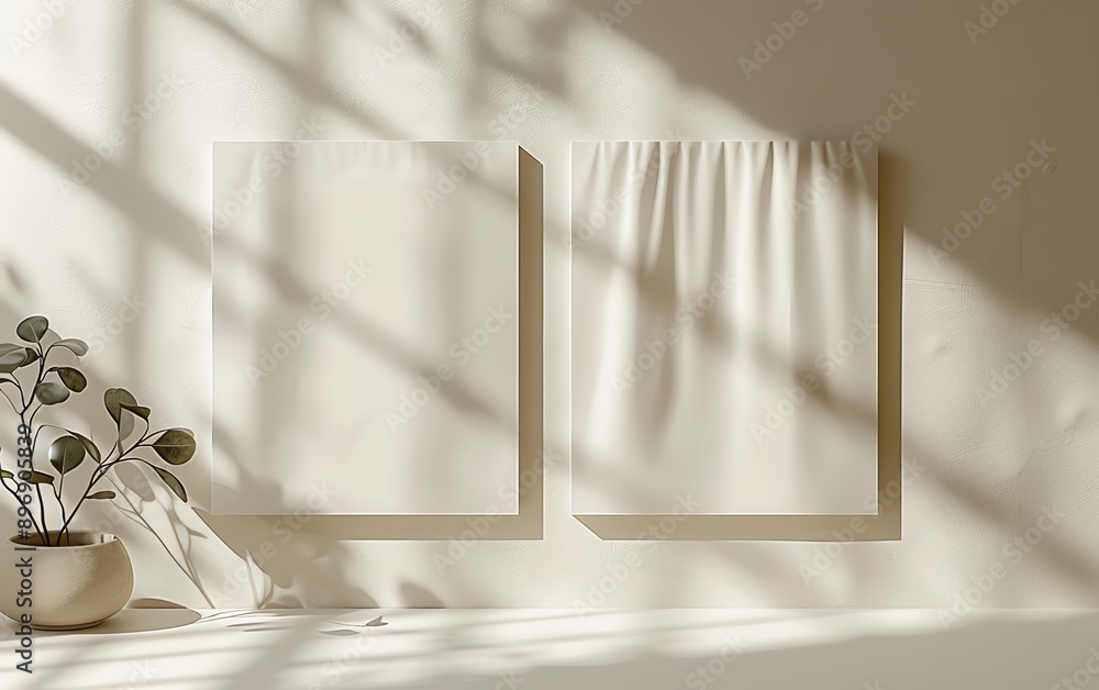 Aufkleber blank square card template 3d render on light background, top view mockup with soft shadows and focu