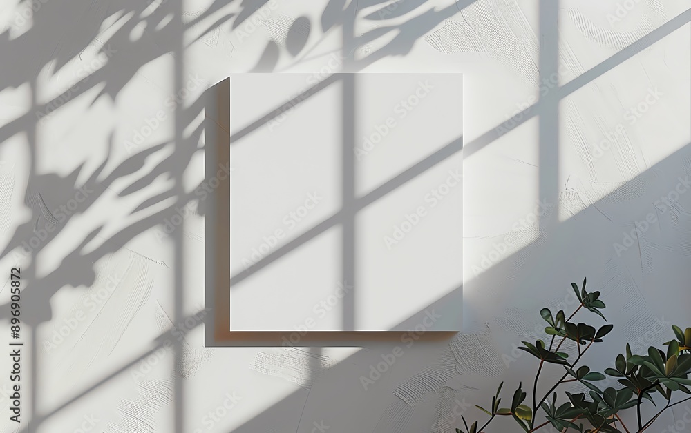 Aufkleber blank square card template 3d render on light background, top view mockup with soft shadows and focu