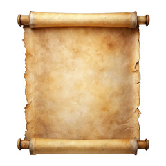 Old mediaeval paper sheet parchment scroll isolated on transparent background