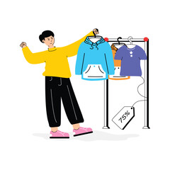 Modern vector design illustration of choosing shirt