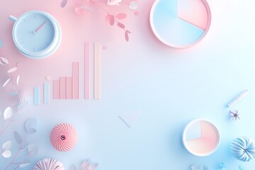 Obraz premium Soft pastel gradient background with effective SEO graphs, representing successful campaigns
