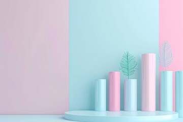 Soft pastel gradient background with effective SEO graphs, representing successful campaigns