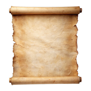 Old mediaeval paper sheet parchment scroll isolated on transparent background