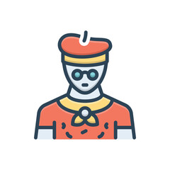 Color illustration icon for artist