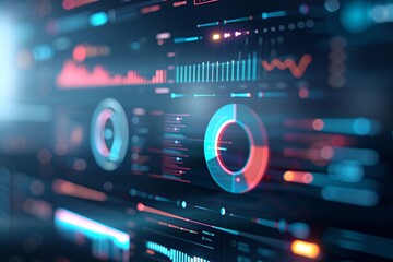 Obraz premium Business background with a glowing analytics dashboard and modern lighting, promoting brand loyalty