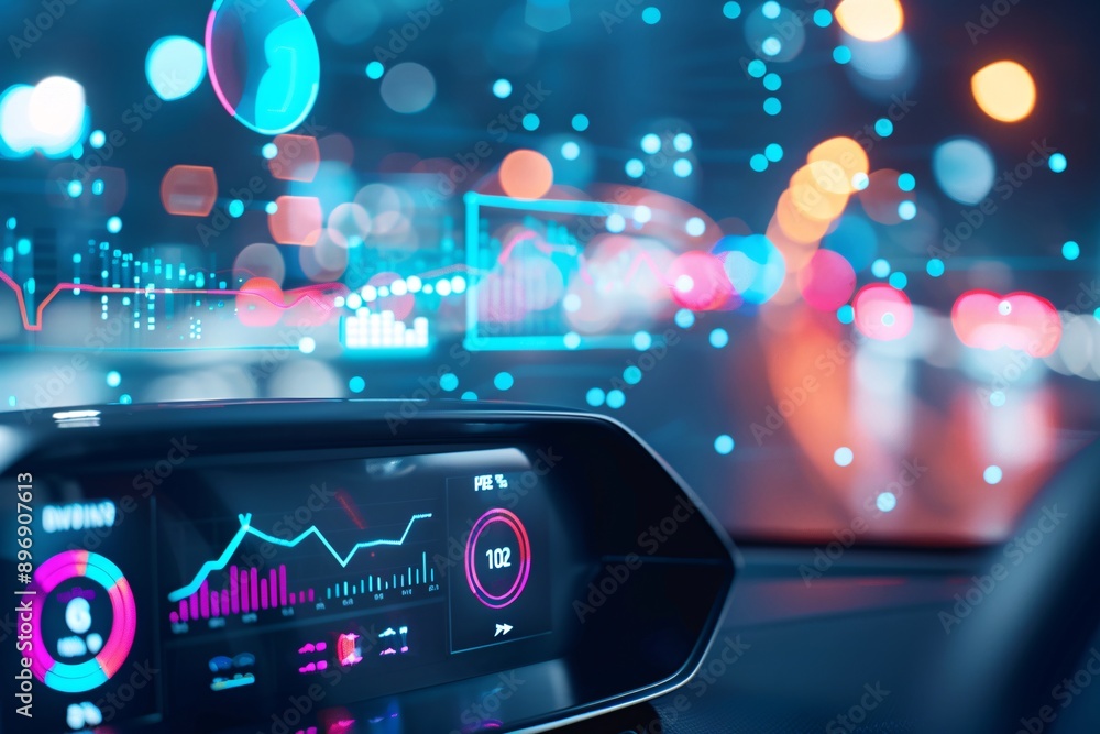 Poster innovative lighting on a digital dashboard with a soft background, emphasizing brand loyalty and rec