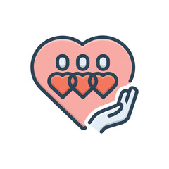 Color illustration icon for caring