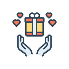 Color illustration icon for charity