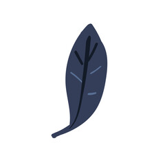 Folk plant. A simple dark blue leaf. Autumn botany. Minimalist style. Flat vector illustration. No AI. hand drawn