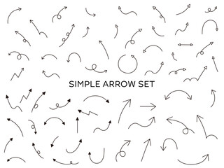 シンプルな矢印のベクターイラストセット　アイコン　やじるし　手書き　