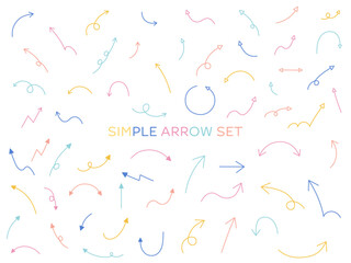 シンプルな矢印のベクターイラストセット　アイコン　やじるし　手書き　