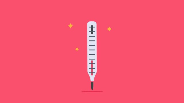 animated medical thermometer with temperature rise and fall, simple funny motion graphic explanation for health and fitness, 4k animated video