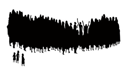 Vector drawing. Big crowd of people