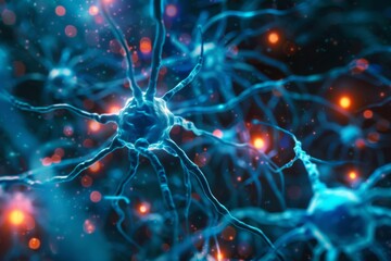 Neurons and nervous system. Human synapse brain science nerve cell. Anatomy biology