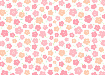 ピンクオレンジのかわいいシームレス花パターン
Cute seamless floral pattern in pink orange