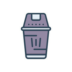 Color illustration icon for dustbin