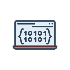 Color illustration icon for binary code