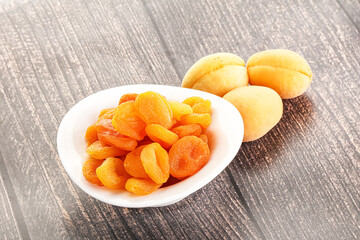 Dried apricot heap in the bowl