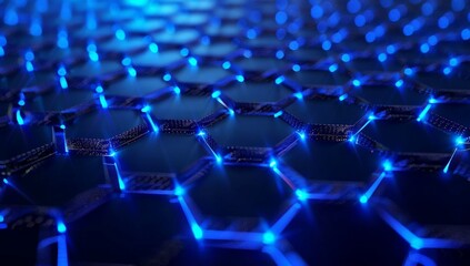 Obraz premium Abstract Hexagon Pattern with Blue Lights