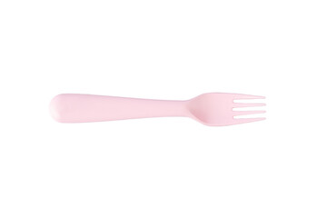 Pink fork isolated on transparent background. 