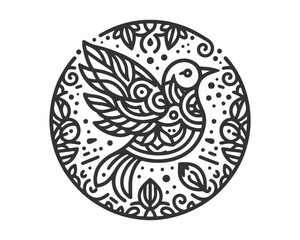 Vector bird line art mandala design