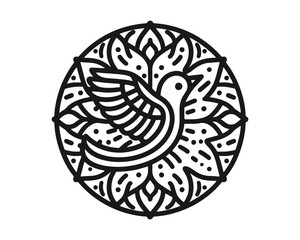 Fototapeta premium Vector bird line art mandala design